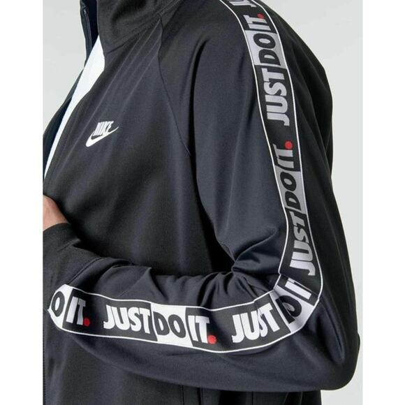Nike Jacket Men's Size XL Black Track Full Zip Just Do It Taped Sleeve Swoosh - Picture 3 of 8